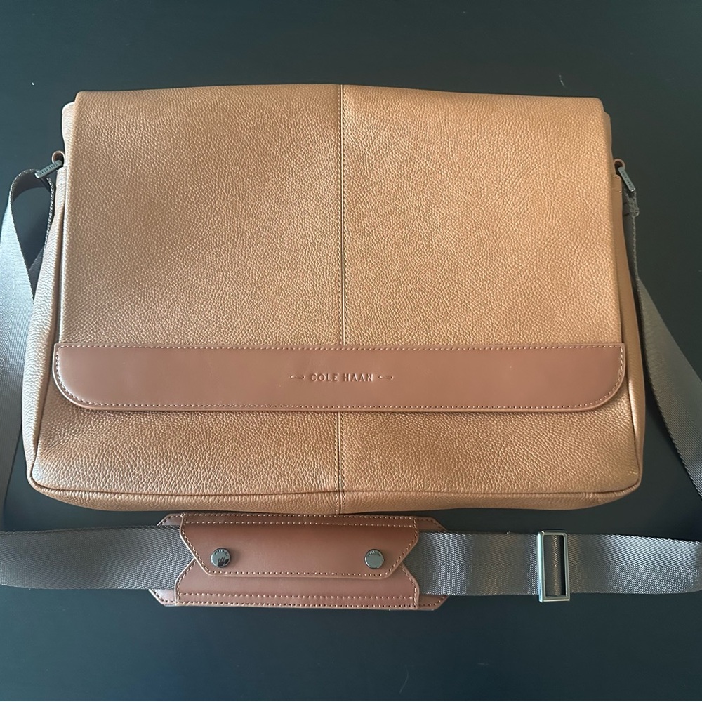 Cole Haan Tan Leather Messenger Bag